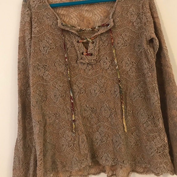 BKE Tops - Gimmicks laced up lace top